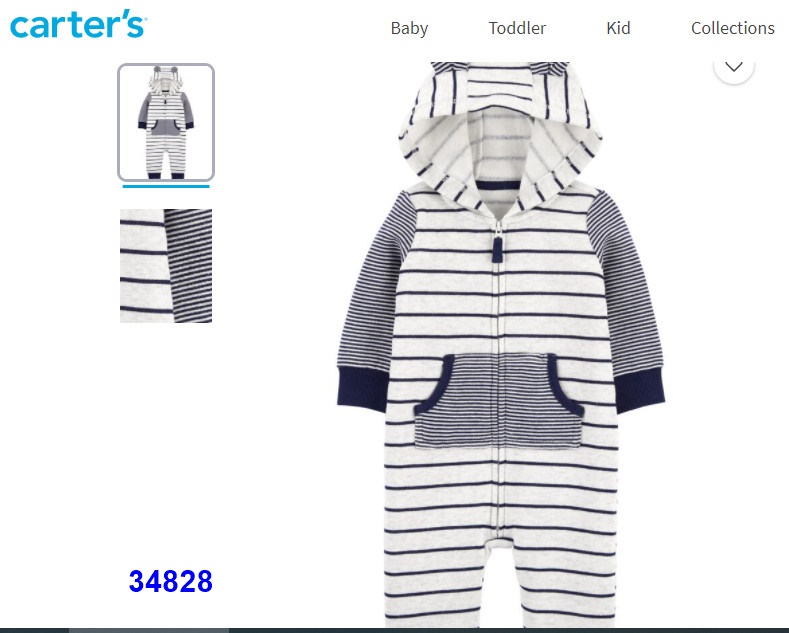 Bodysuit Carter kẻ xanh đen xám- size 24m