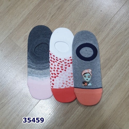 Set 3 đôi vớ hồng xám, trắng tim, xám cam