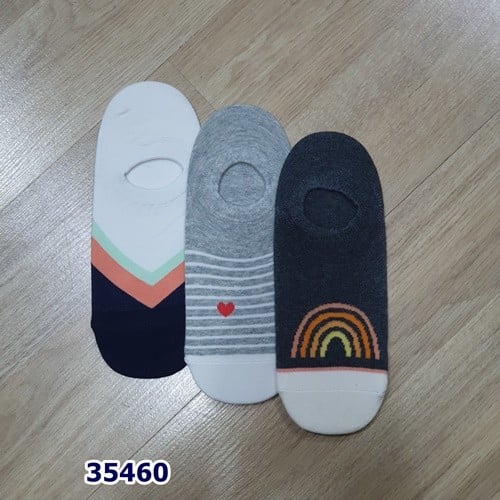 Set 3 đôi vớ trắng kẻ cam đen,kẻ xám trắng, xám cầu vồng