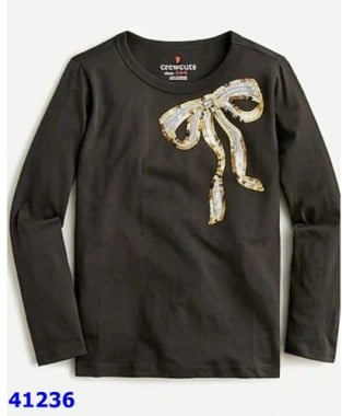 Áo Crewcuts đen cườm nơ - size 8-9y