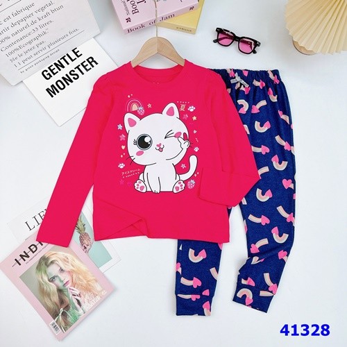Bộ dài Disney hồng đầm mèo - Size 14y