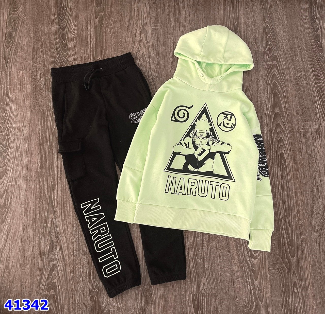 Bộ áo Hoodie Primark xanh Naruto - size 10-11y