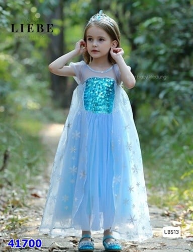 Đầm Liebe xanh Elsa đính cườm - size 9-10y