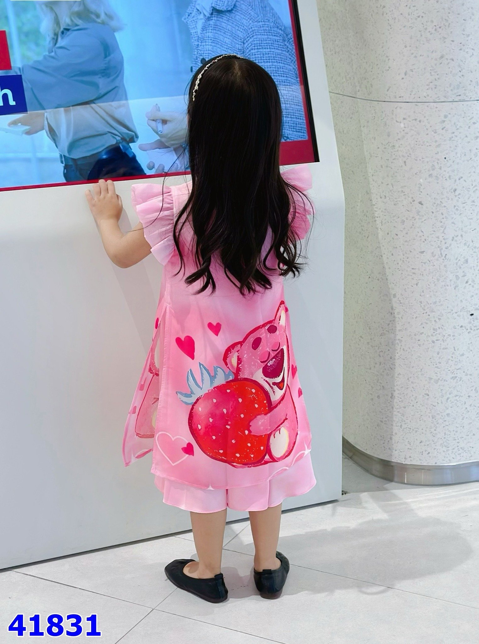 Áo dài Sofia hồng Gấu dâu - size 12-18m