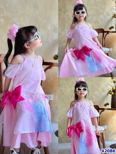 Áo dài Sofia hồng Elsa - size 10y