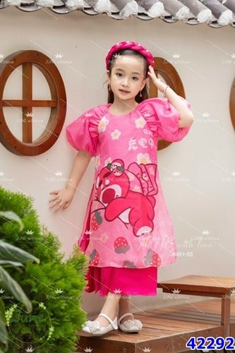 Áo dài June gấu dâu+cài