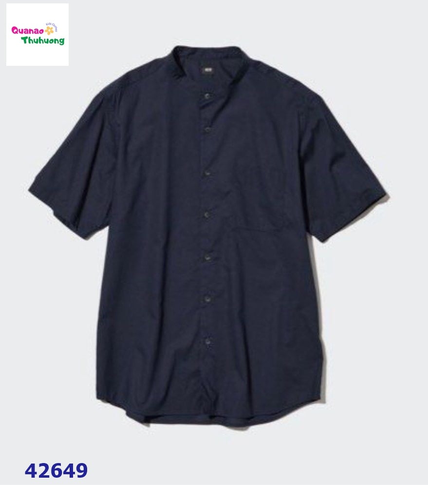 Áo sơ mi cổ tàu xanh đen đậm- size S