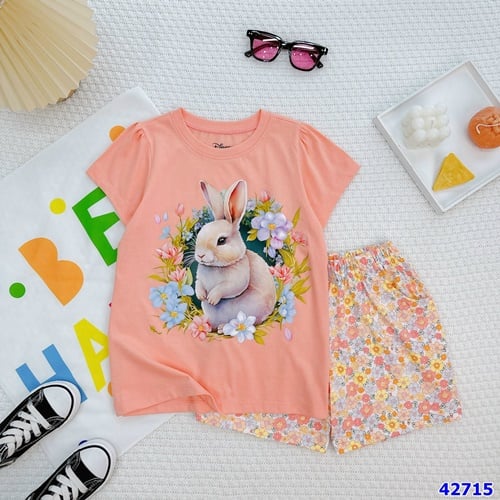 Bộ Disney hồng cam thỏ - size 5-6y