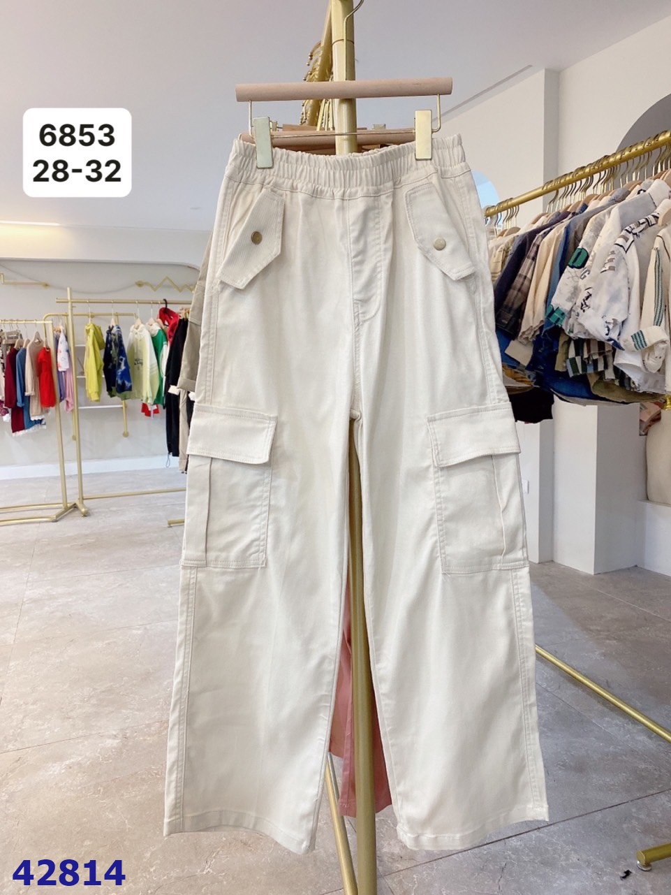 Quần kaki màu be túi hộp - size 16-18y