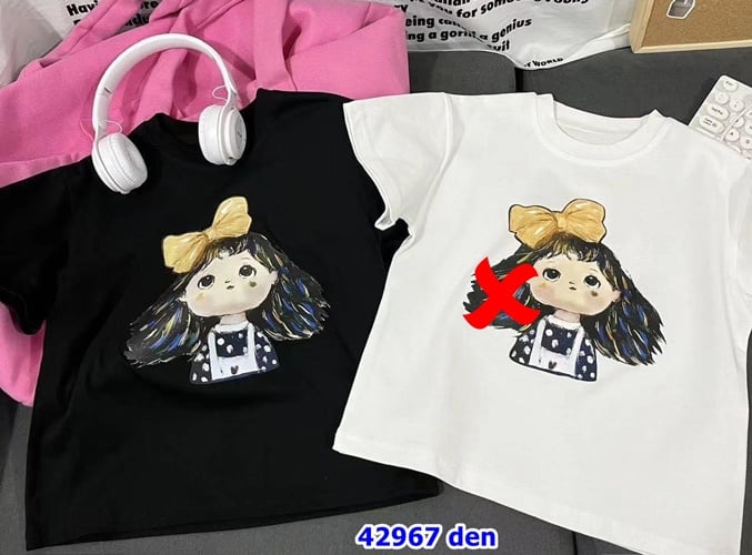 Áo Dumbo đen cô gái nơ - size 160