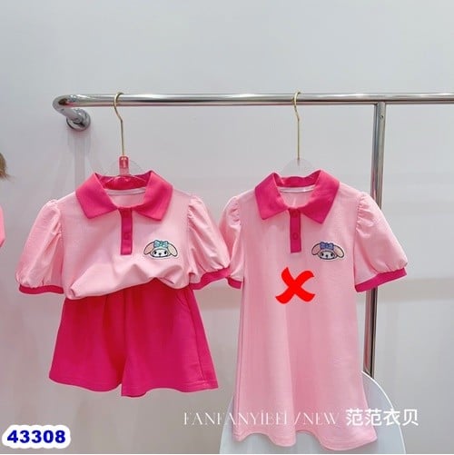 Set polo + quần short hồng Melody - size 120