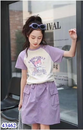 Set váy tím túi hộp Kuromi - size 150