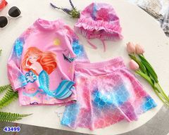Bộ bơi tiên cá hồng tóc cam - size 80