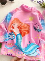 Bộ bơi tiên cá hồng tóc cam - size 80