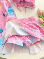 Bộ bơi tiên cá hồng tóc cam - size 80