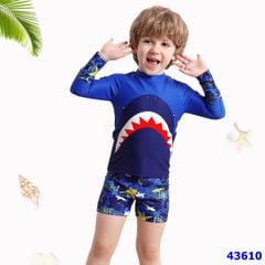 Bộ bơi xanh dài tay cá mập - size 5y