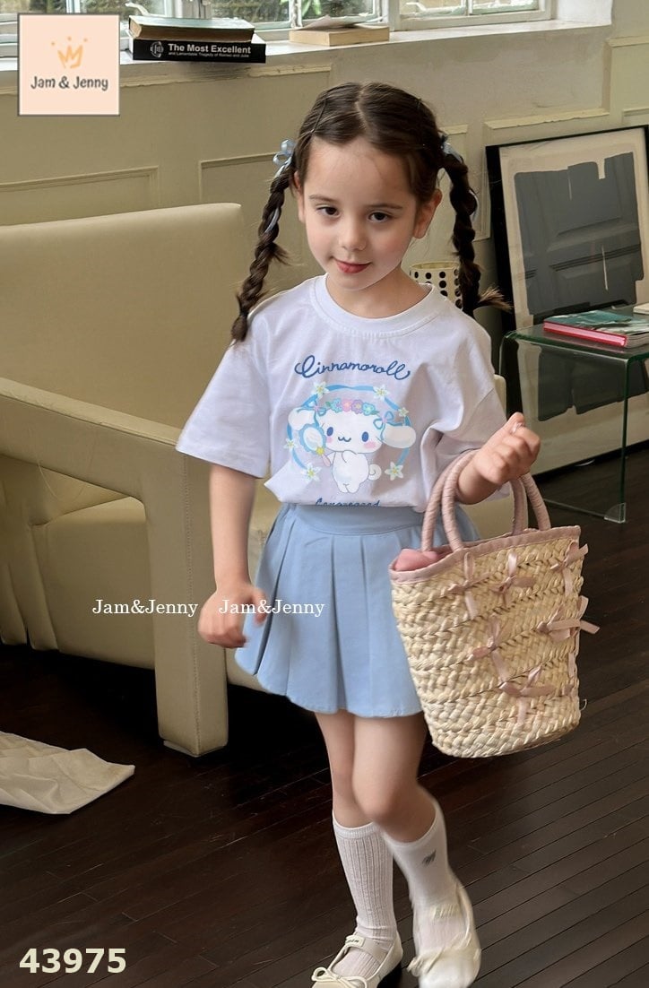 Set váy J&J trắng Cinamoroll hoa, váy xanh - size 2-3y