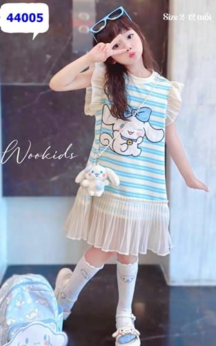 Đầm MiaKid sọc xanh Cinamoroll - size 18-24m