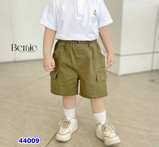 Quần short Bernie kaki rêu túi hộp - size 80