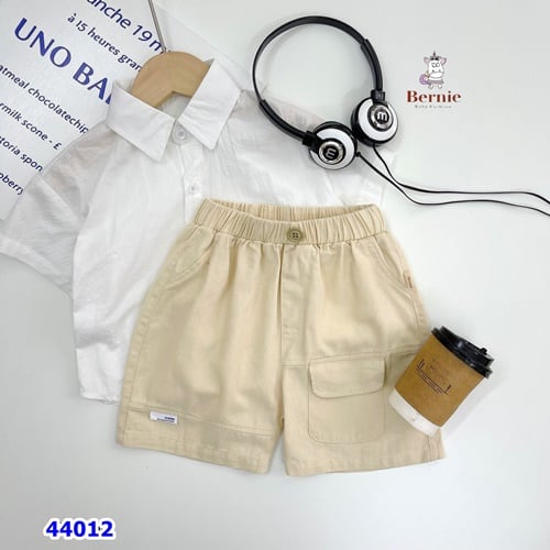 Quần short Bernie kaki kem túi trước - size 90