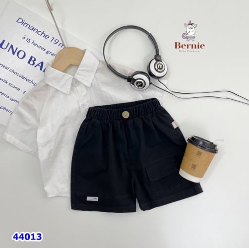 Quần short Bernie kaki đen túi trước - size 80