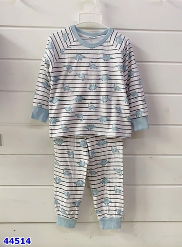 Pjm Matalan trắng kẻ xanh khủng long - size 2-3y