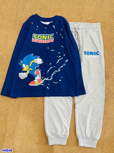 Bộ dài HM xanh đậm Sonic - size 8-10y