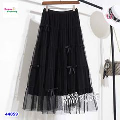 Chân váy dài đen đính nơ