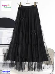 Chân váy dài đen đính nơ