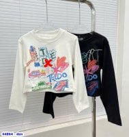 Áo Croptop tay dài Telldo đen