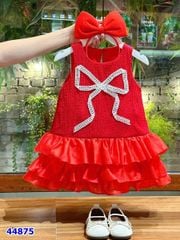 Đầm Sofia đỏ nơ trắng (Tặng cài tóc)