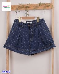 Quần short jean xanh đậm trái tim - size M