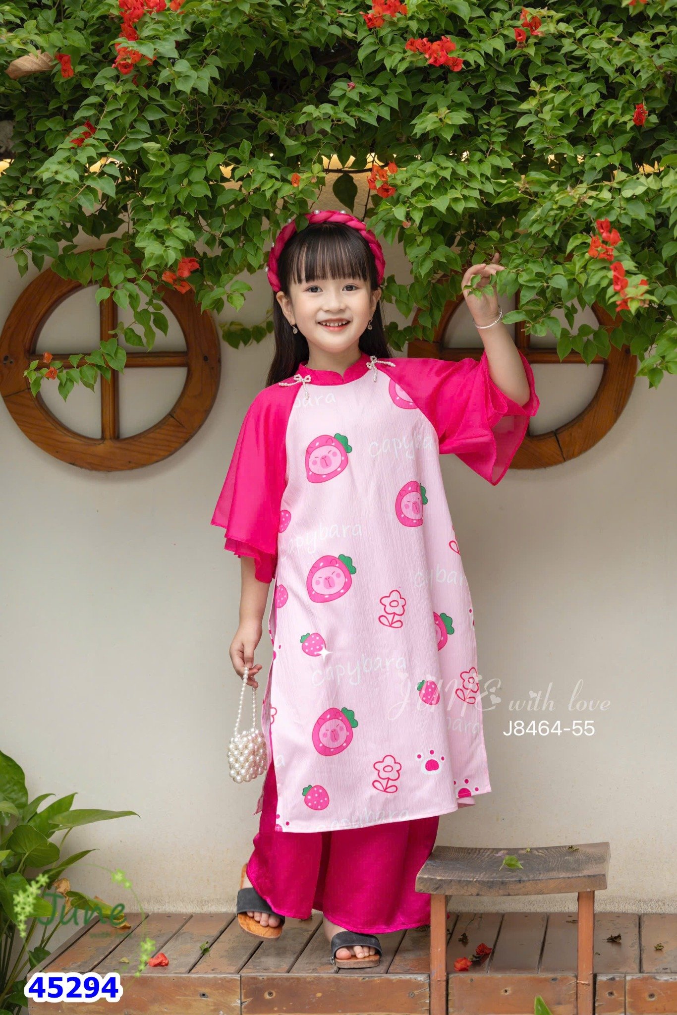 Áo dài June hồng Capy