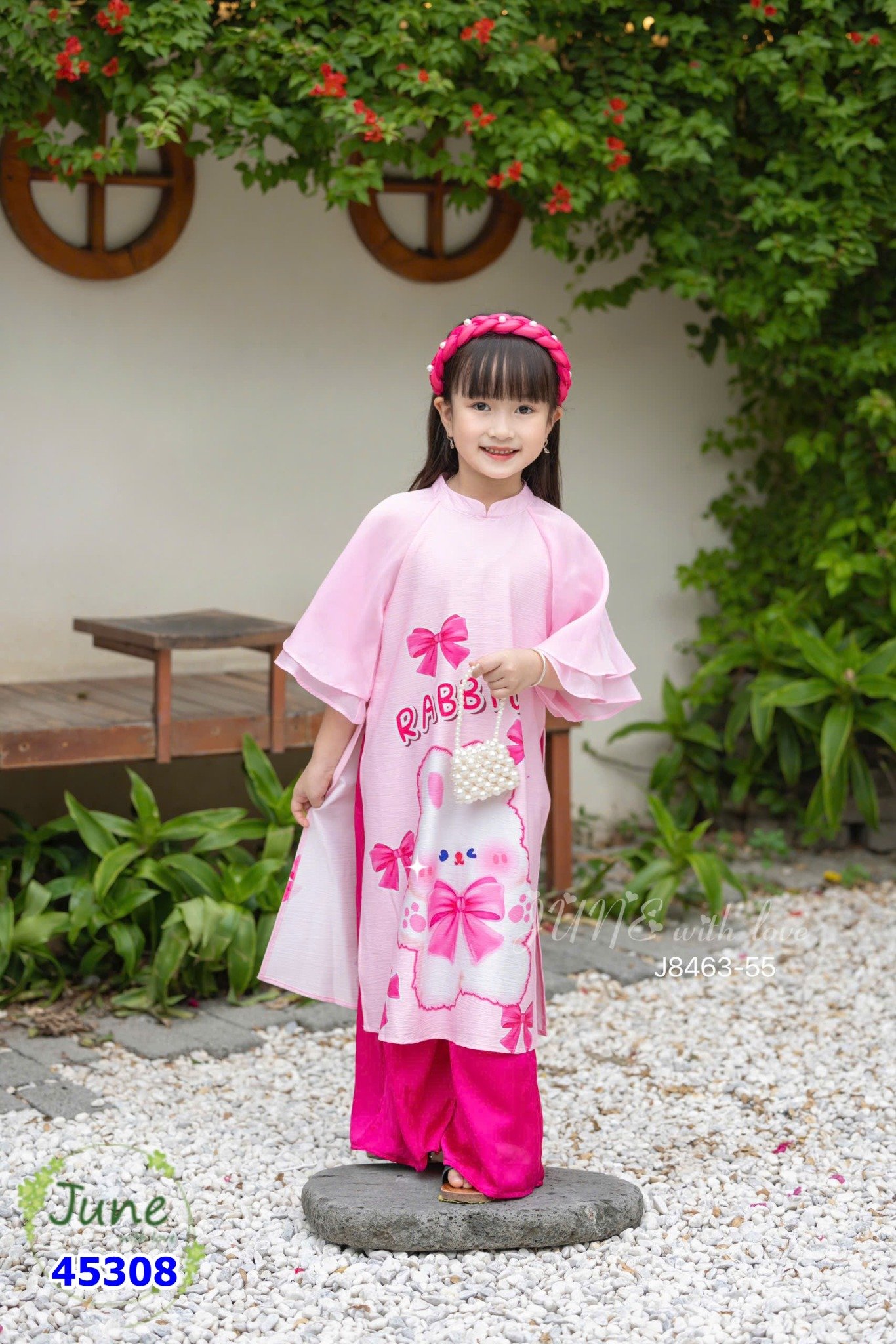 Áo dài June hồng Babythree
