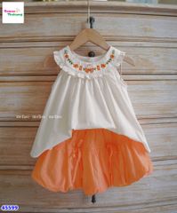 Set Melisa áo yếm thêu thỏ cam