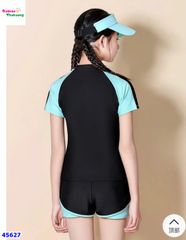 Bộ bơi Ylike đen tay xanh