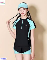 Bộ bơi Ylike đen tay xanh