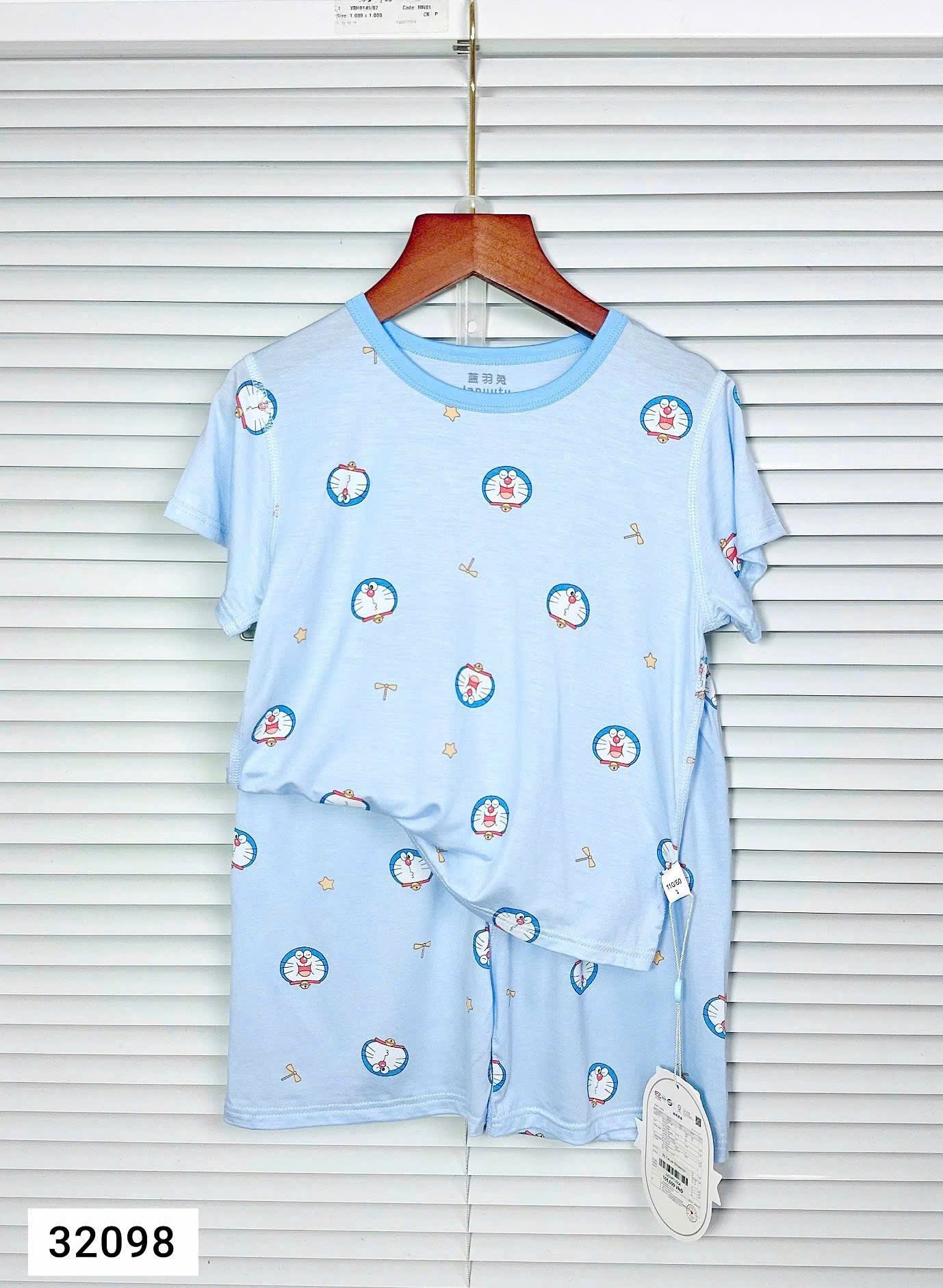 Bộ Tencel xanh Doremon
