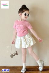 Set váy Miakid hồng đính nơ