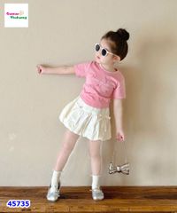 Set váy Miakid hồng đính nơ