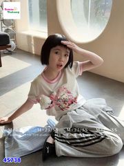 Áo M+ trắng Hello Kitty đính gấubông