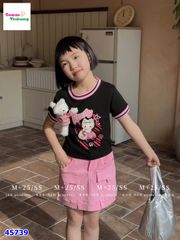 Áo M+ đen Hello Kitty đính gấu bông