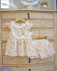 Set váy J&J hoa hồng phối ren