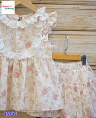 Set váy J&J hoa hồng phối ren