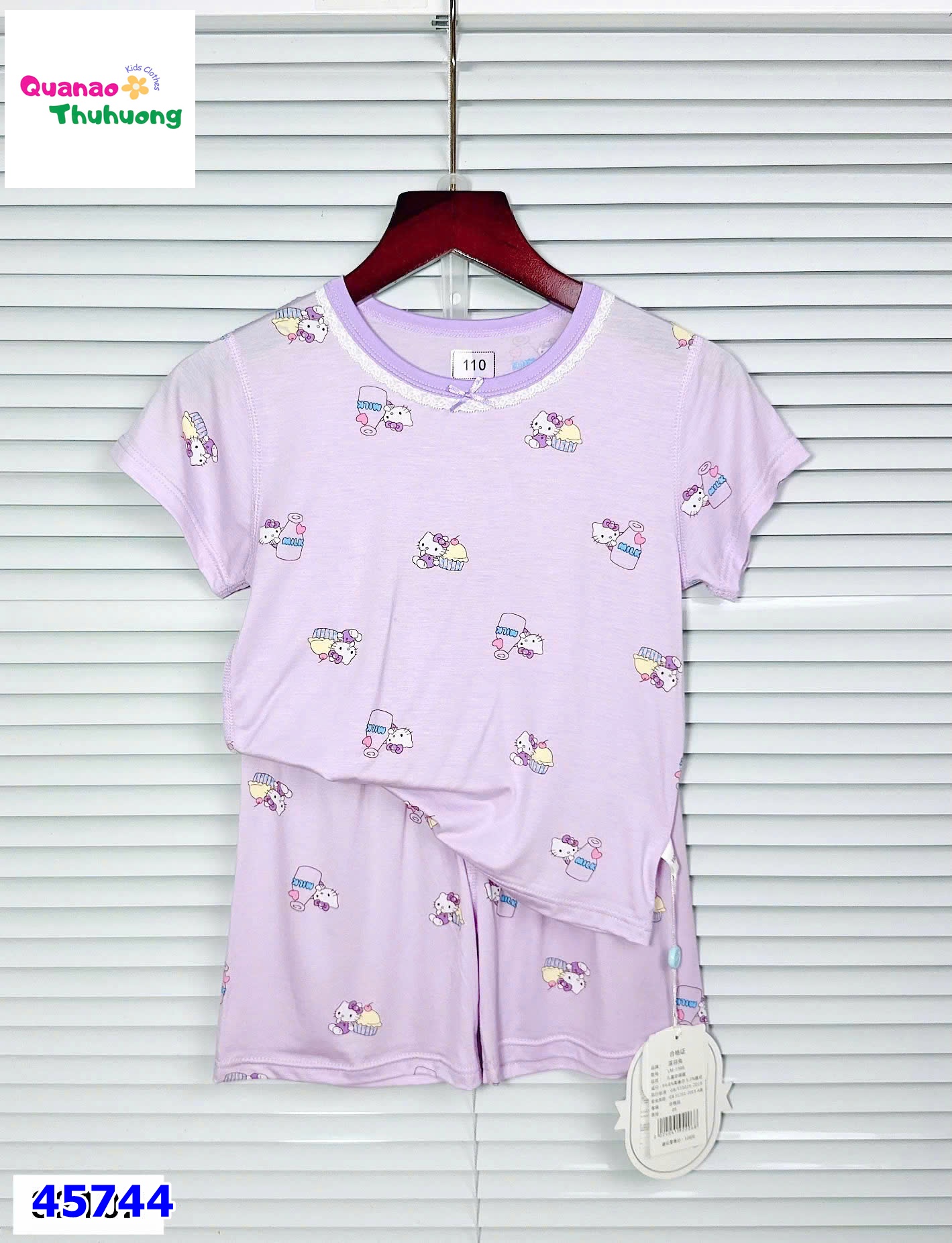 Bộ Tencel tím Hello kitty