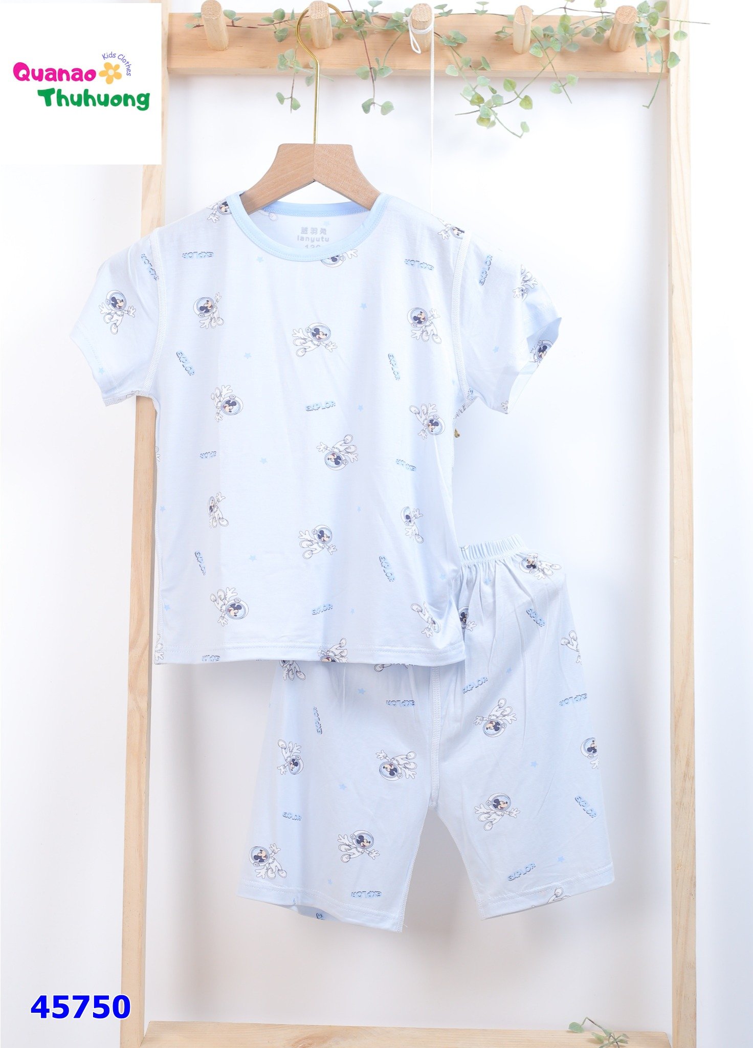 Bộ Tencel xanh Mickey