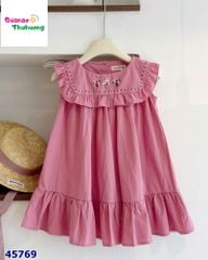 Đầm Tohee hồng in hoa lá