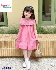 Đầm Tohee hồng in hoa lá