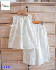 Set bộ Melisa trắng dập hoa