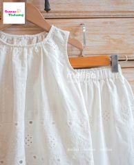 Set bộ Melisa trắng dập hoa